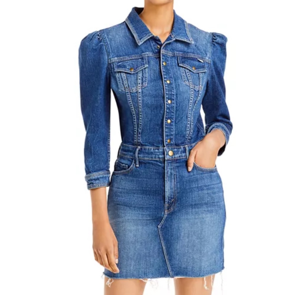 M MOTHER Puffy Bruiser Mini Denim Dress